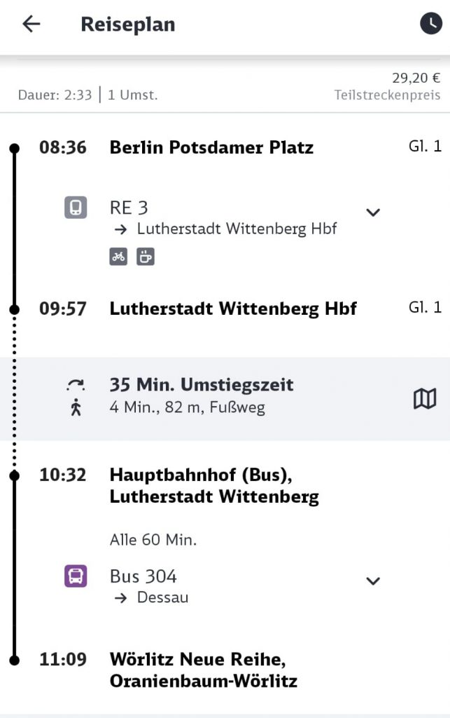 Fahrplan ins Gartenreich (Beispiel)