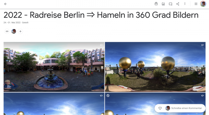 Radreise 2022 – Berlin ⇒ Hameln in 360 Grad Bildern