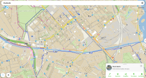 Teltowkanal im "Osten" mit Verlauf ehemalige Grenze bei Rudow (rote Linie)