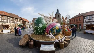 Gemini Generated Image: Gigantische, sorbische Ostereier im Spreewald