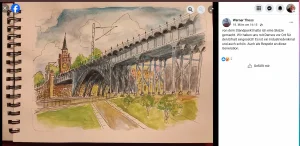 Das restaurierte Viadukt von Chemnitz. Zeichnung:von Werner Thoss