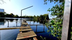 Verfallene Stege am östlichen Ufer der Havel, huch...