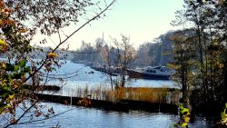 Boote an der Havel, Blick von der Allemann-Brücke